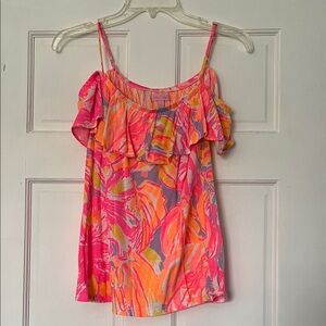 Lilly Pulitzer Pink Orange Multi Ruffle Camisole